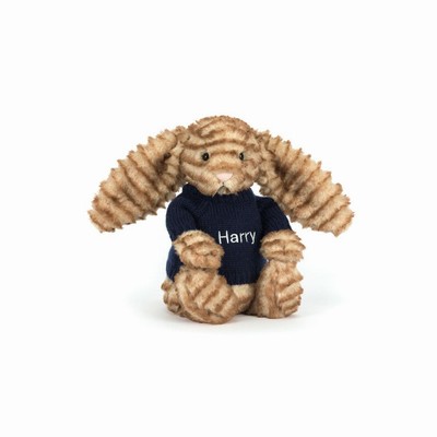 Jellycat Bashful Luxe Konijn Juniper with Navy Jumper | YV0183679